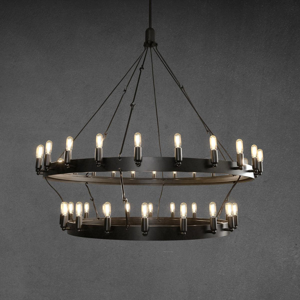 Celestine Vintage Filament Two-Tier Round Chandelier 38"