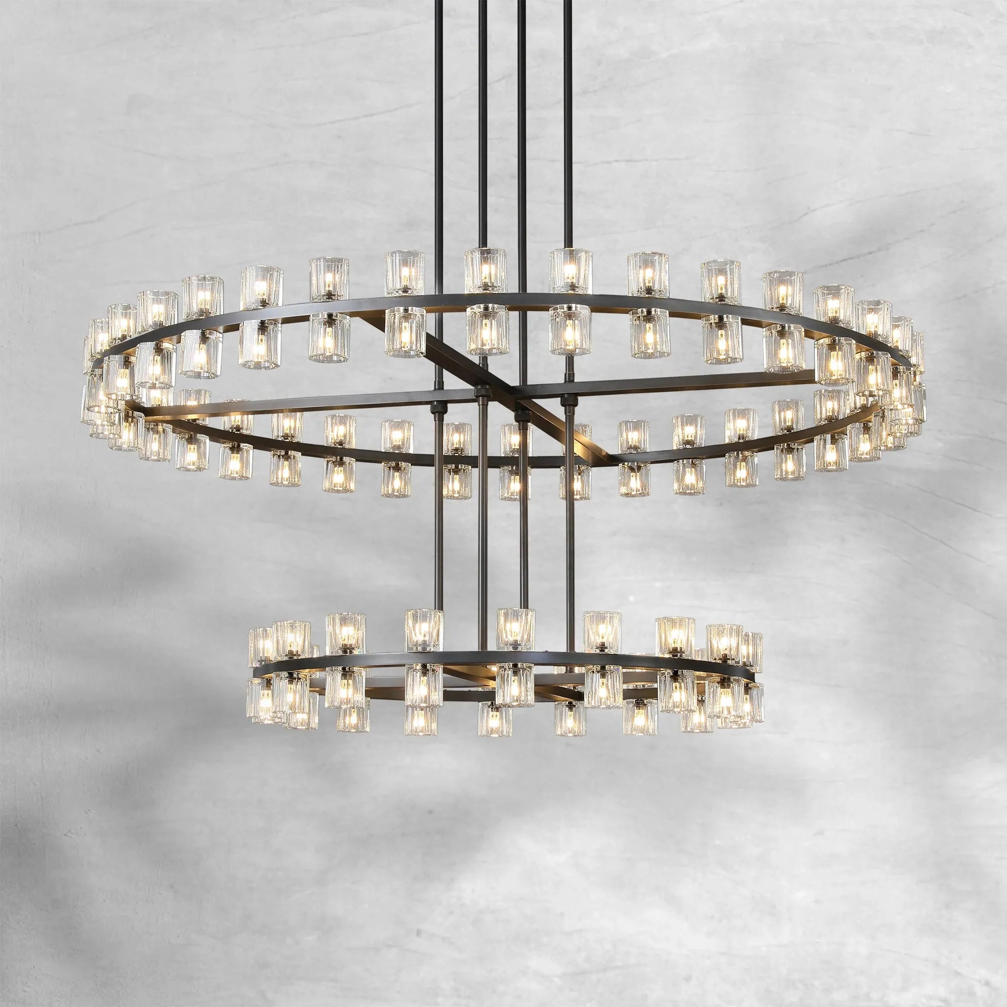 Riviko Grand Deco Tiered Round Chandelier 60" - Background Shot