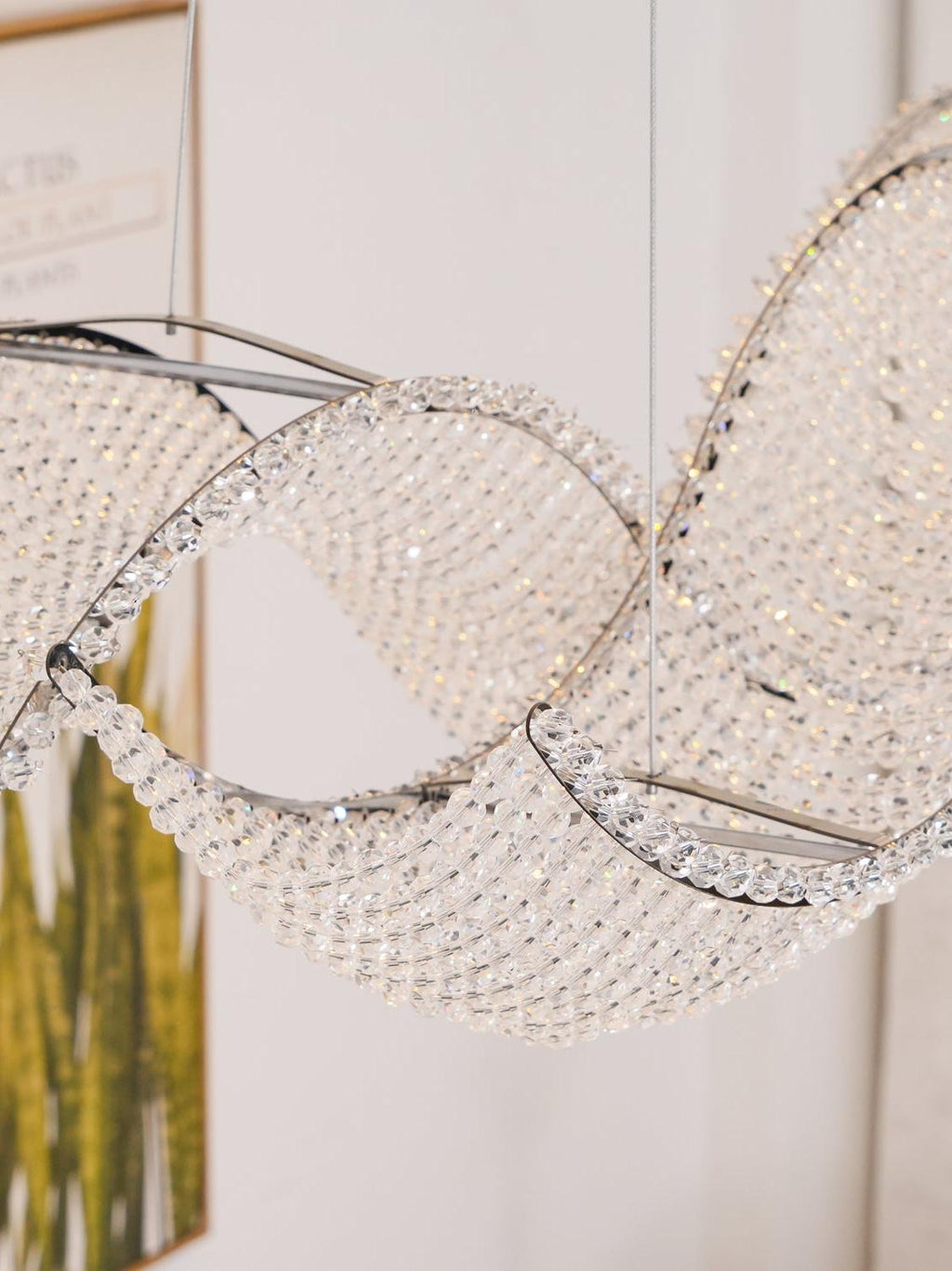 Modern Wavy Crystal Chandelier for Dining Room/Kitchen Island
