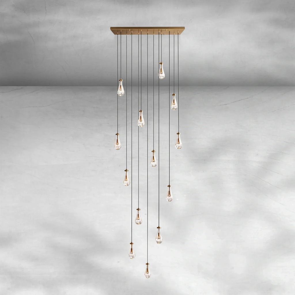 Soltaire Raindrop Glass Linear Chandelier 54"