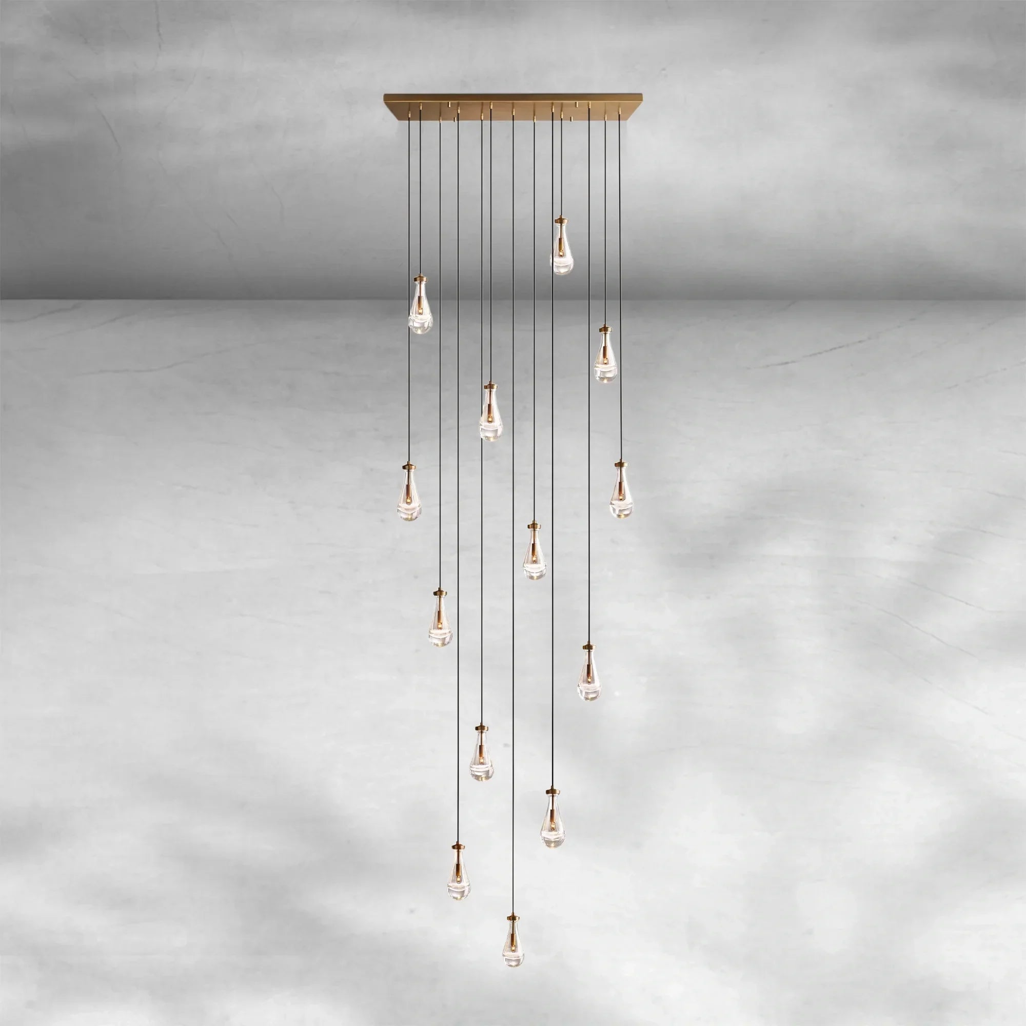 Soltaire Raindrop Glass Linear Chandelier 54"