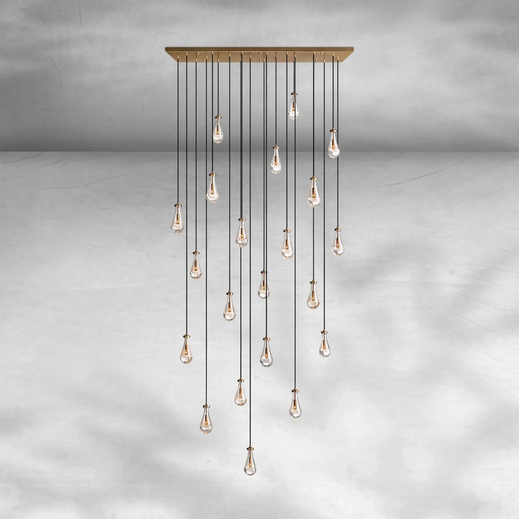 Soltaire Raindrop Glass Linear Chandelier 72"