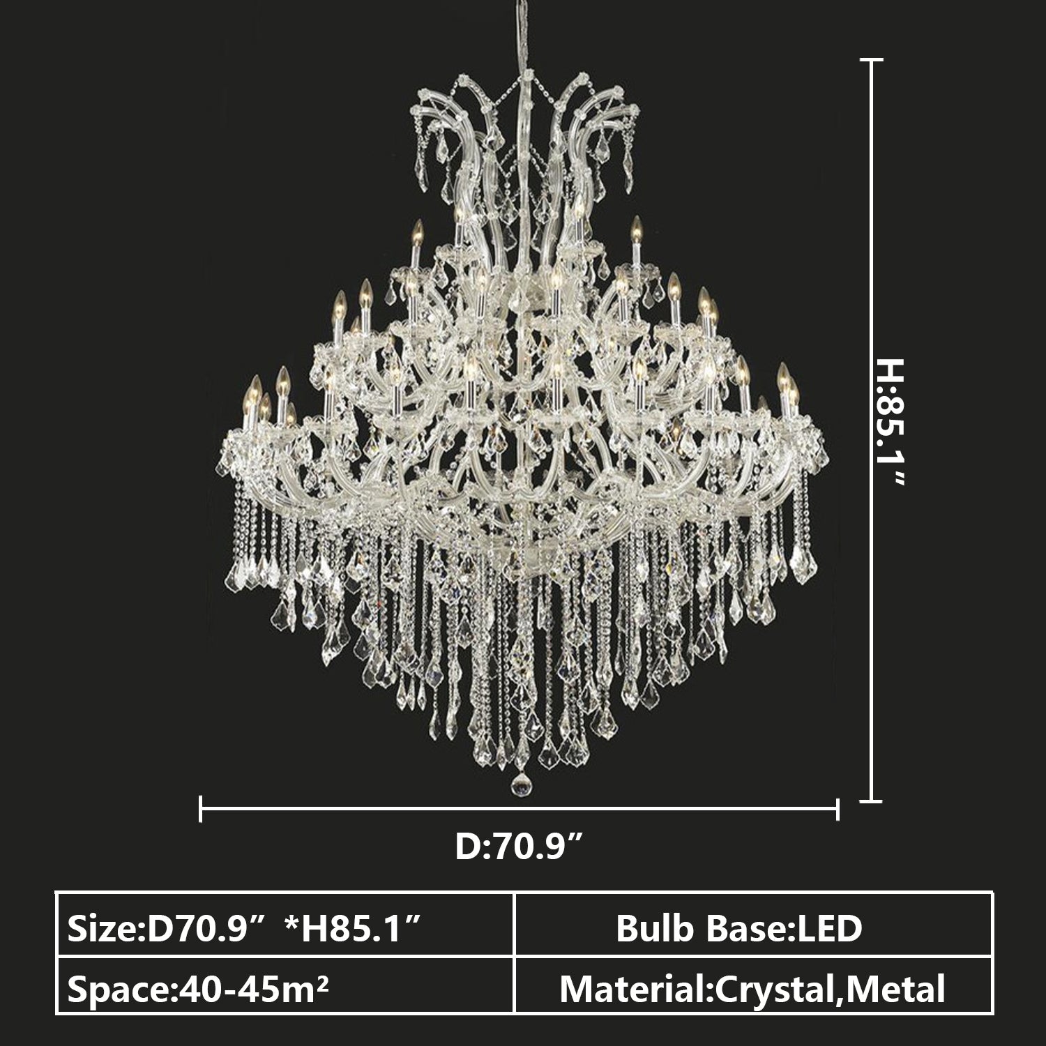 Riviko Grand Lumière Chrome Crystal Candle Chandelier - Background Shot