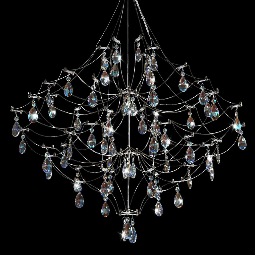 Silver 31.5" Round Crystal Raine Chandelier for Modern Homes