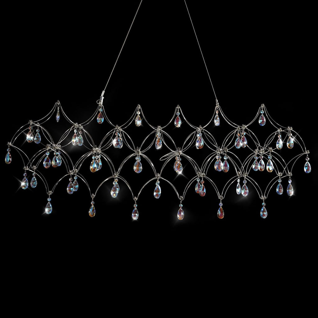 Large Silver Rectangle Crystal Chandelier 49.2" Modern Luxury Raine Light
