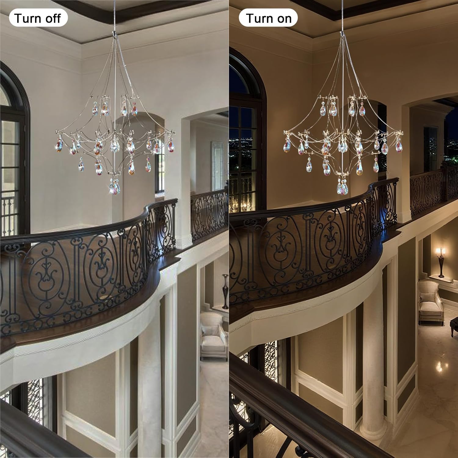 Silver Crystal Round Chandelier 23.6" Modern Luxury Raine Light