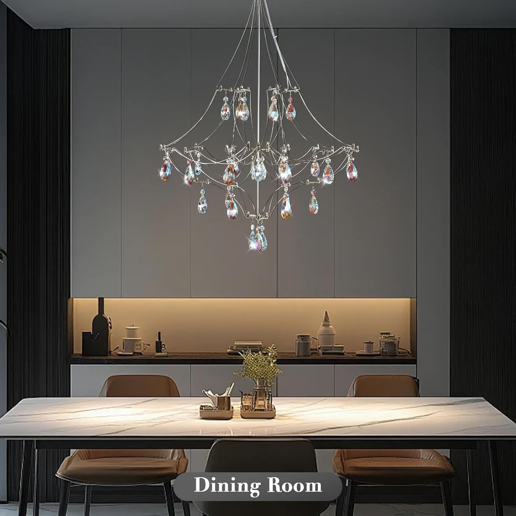 Crystal Chandelier Sliver Ceiling Light Fixture