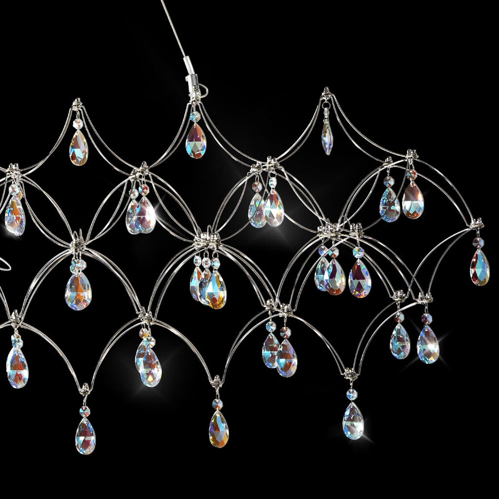 Large Silver Rectangle Crystal Chandelier 49.2" Modern Luxury Raine Light