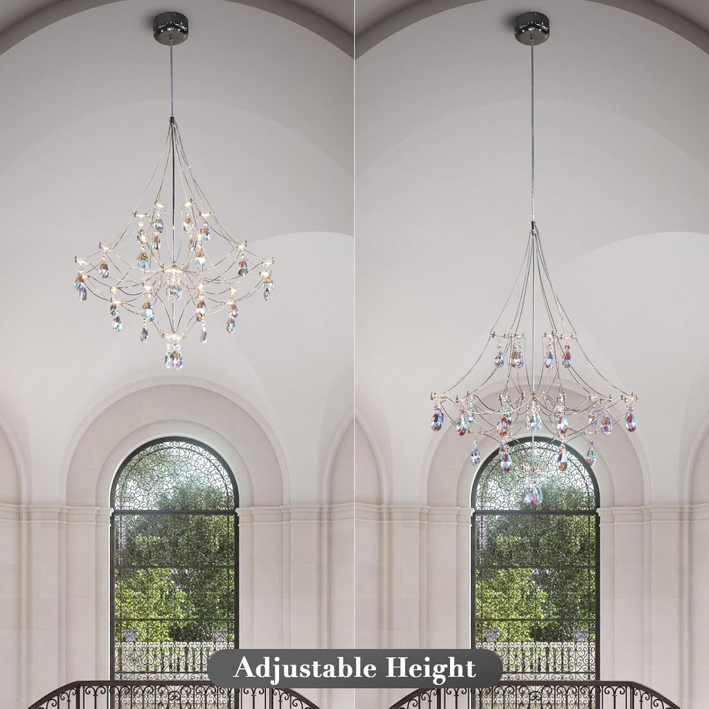 Silver Crystal Round Chandelier 23.6" Modern Luxury Raine Light