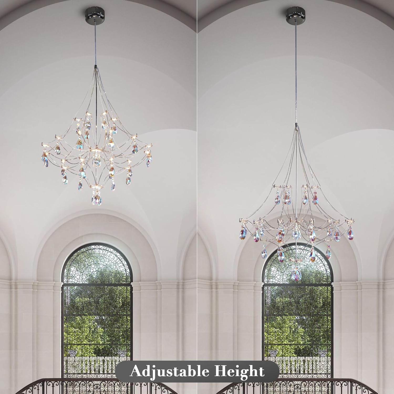 Crystal Chandelier Sliver Ceiling Light Fixture