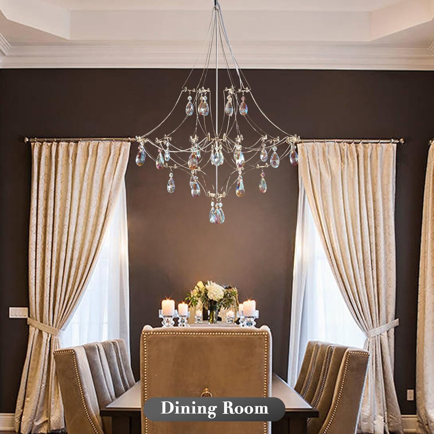 Silver Crystal Round Chandelier 23.6" Modern Luxury Raine Light
