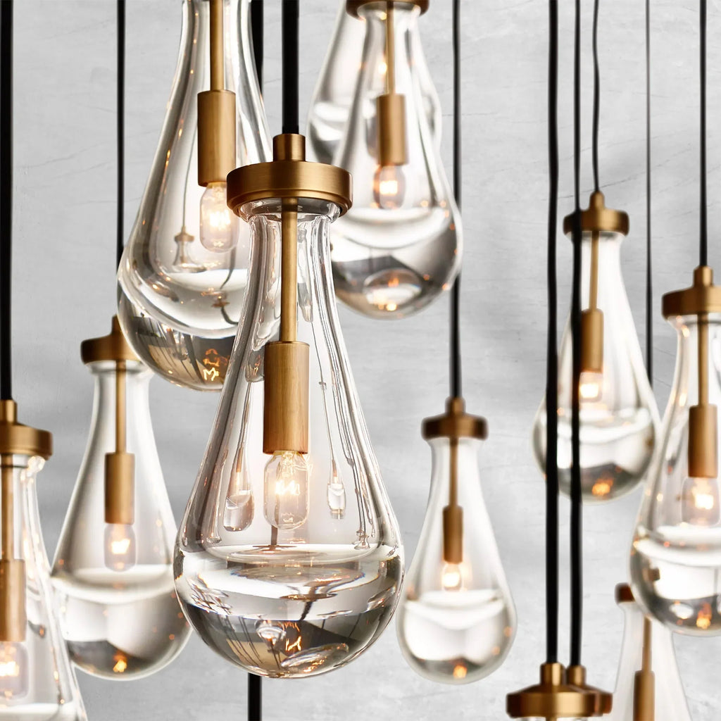 Soltaire Raindrop Glass Linear Chandelier 72"