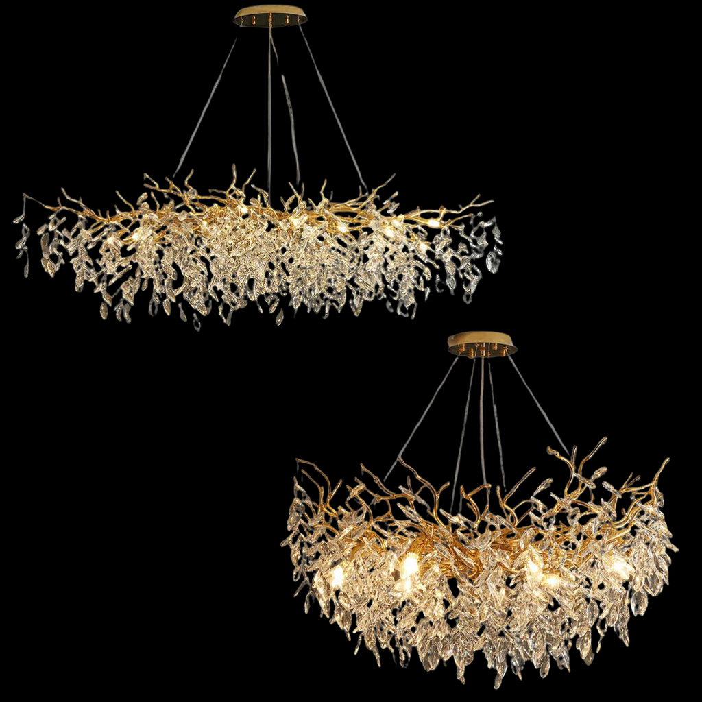 French Branch Elegant Crystal Leaves Chandelier - Riviko