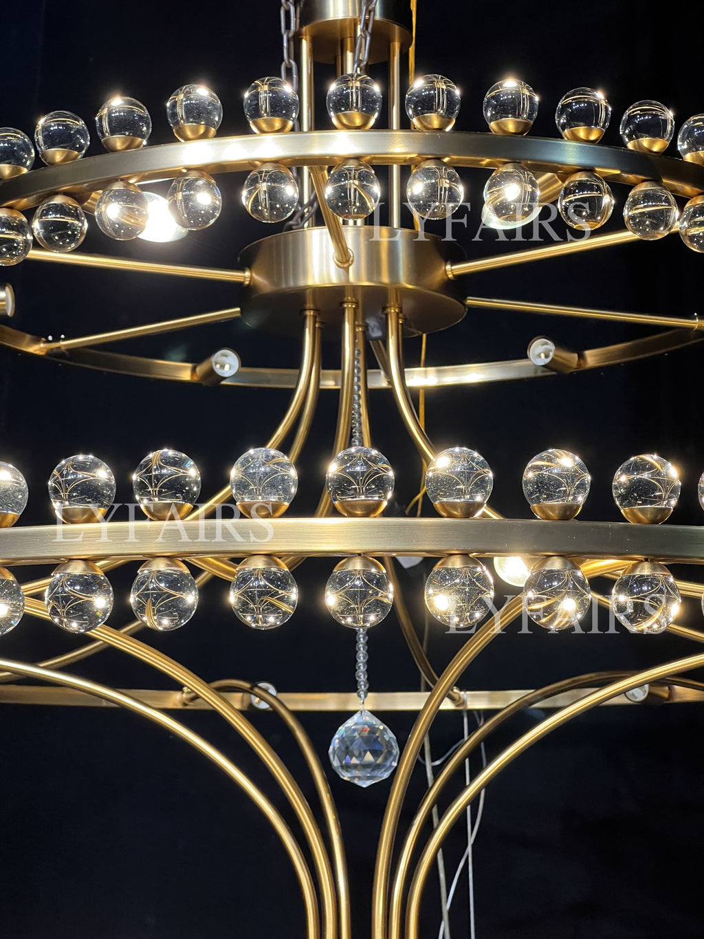 Modern 2/3 Ring Glass Ball Chandelier for Low-ceiling
