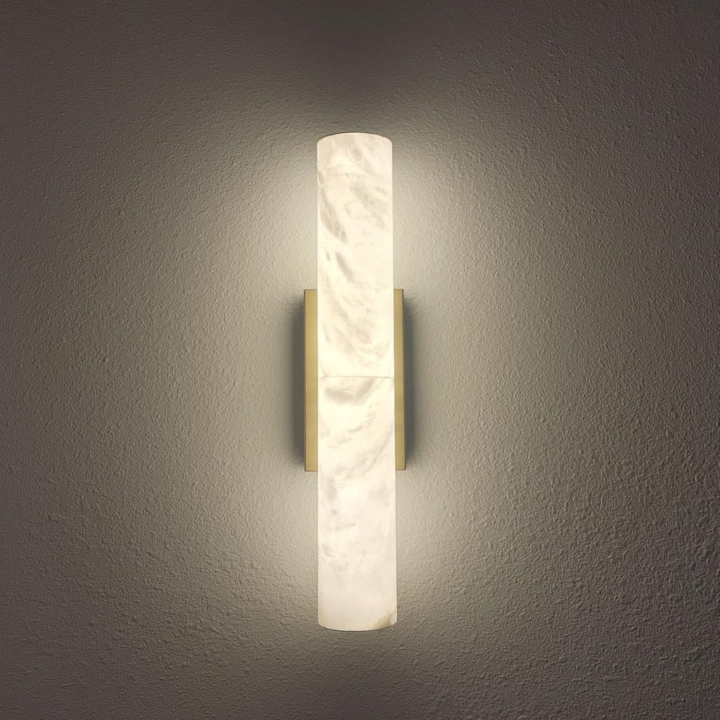 Riviko Alabaster Aura Round Wall Sconce - Background Shot
