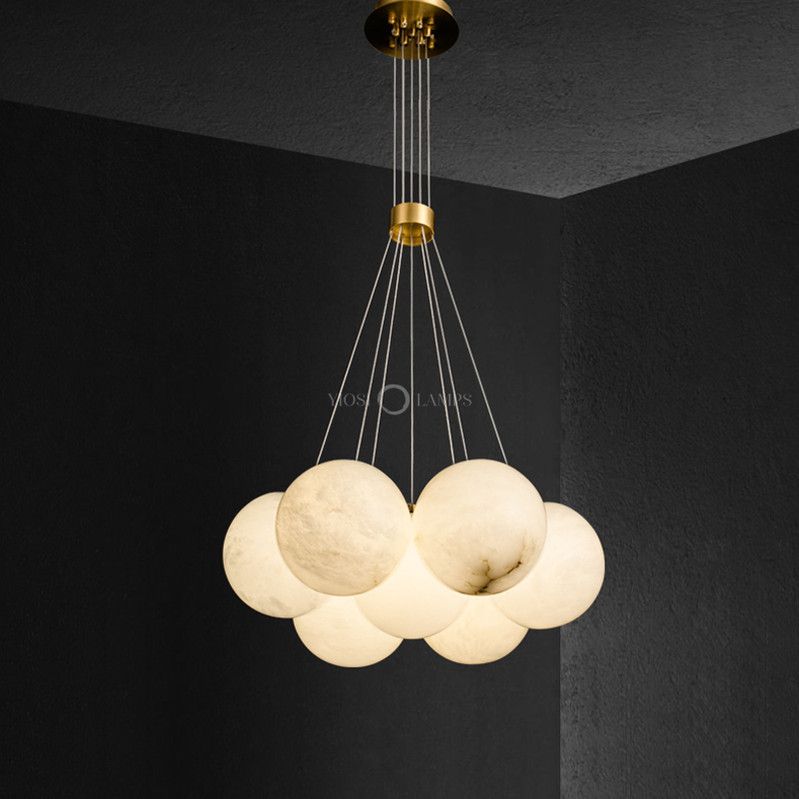 Sophie Modern Alabaster Ball Pendant Light, Dining Room Light Chandelier Riviko