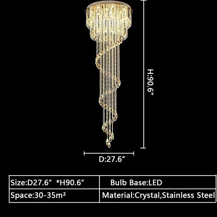 Riviko Grand Cascade Spiral Crystal Chandelier - Background Shot