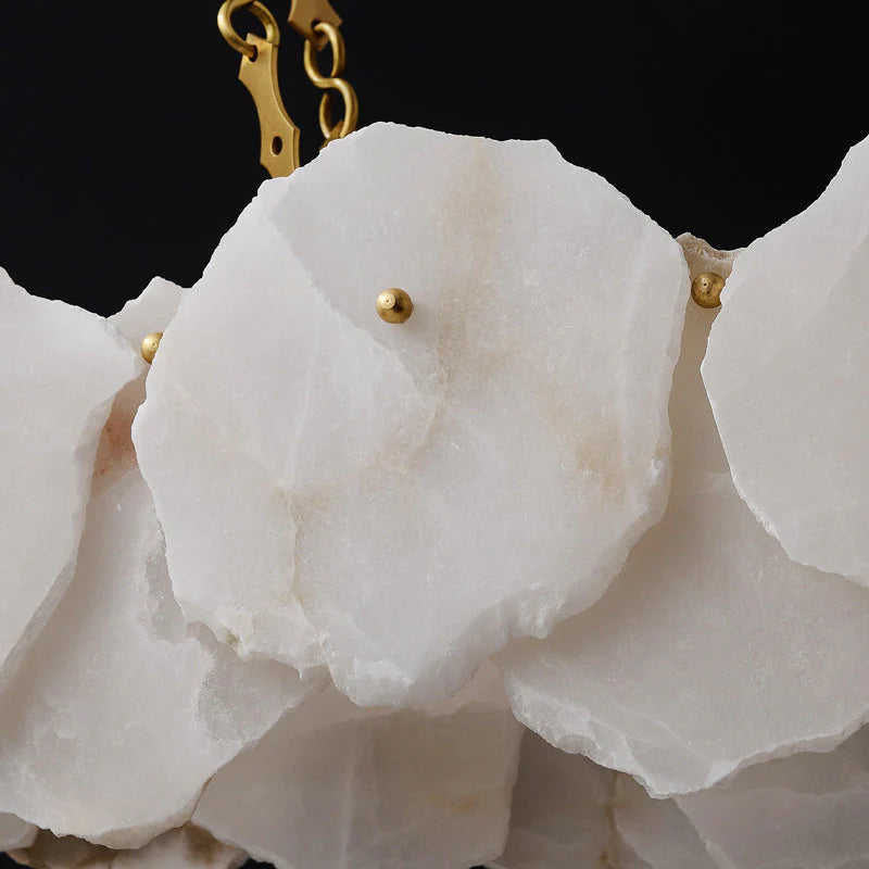 Carlos Alabaster Modern Snowflake Linear Chandelier with Chain chandelier Riviko