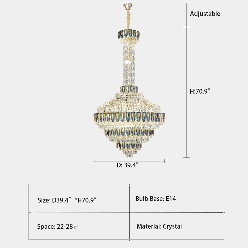 Riviko Grand Empire Tiered Crystal Chandelier - Background Shot