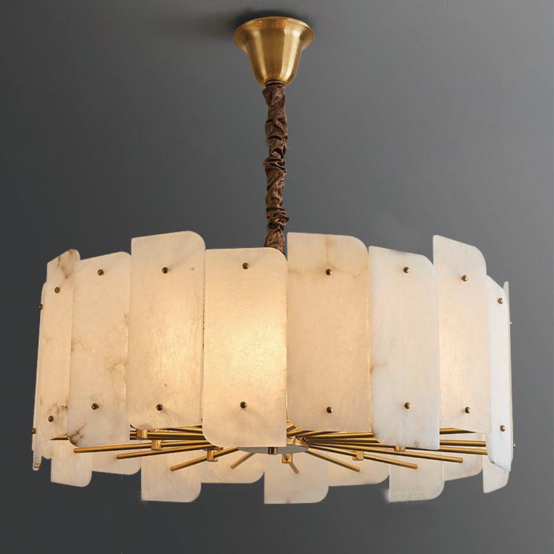 Alabaster Lorry Round Chandelier 20" 31" - Riviko