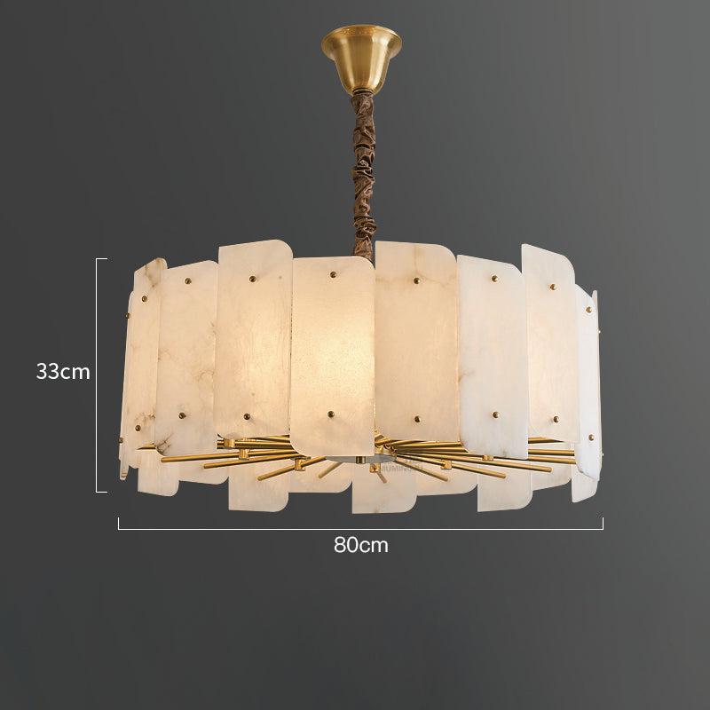 Alabaster Lorry Round Chandelier 20" 31" - Riviko