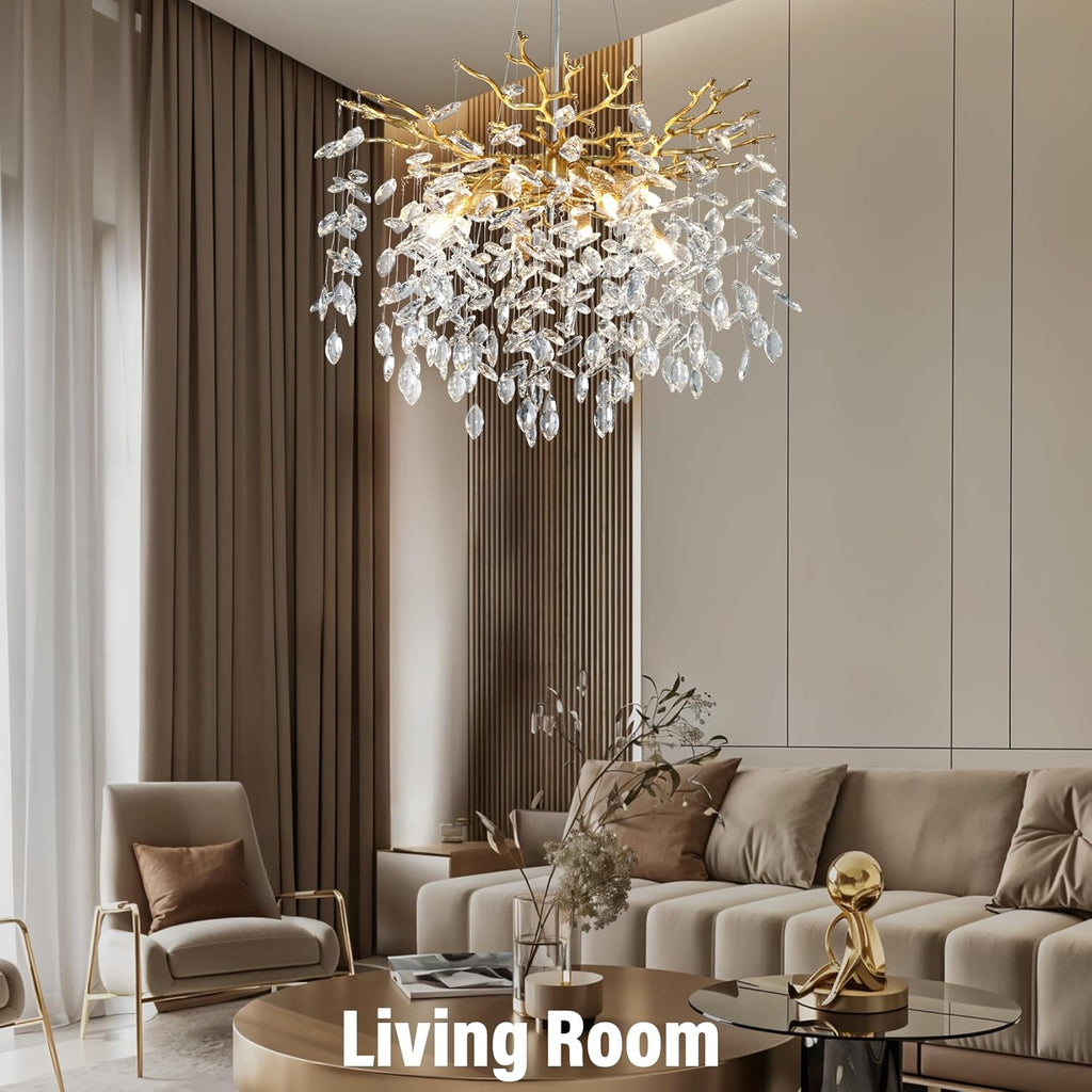 Modern Gold Tree Branch Crystal Chandelier