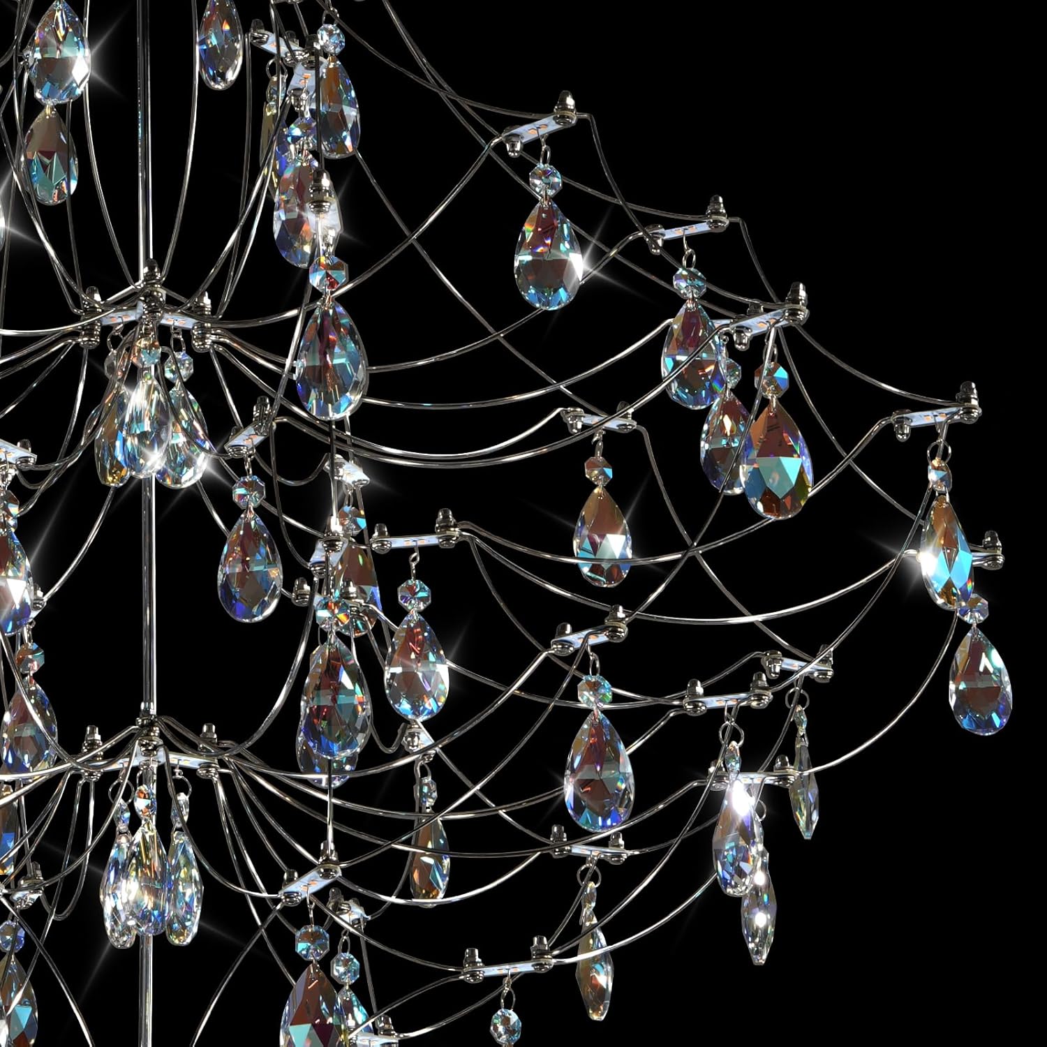 Silver 31.5" Round Crystal Raine Chandelier for Modern Homes