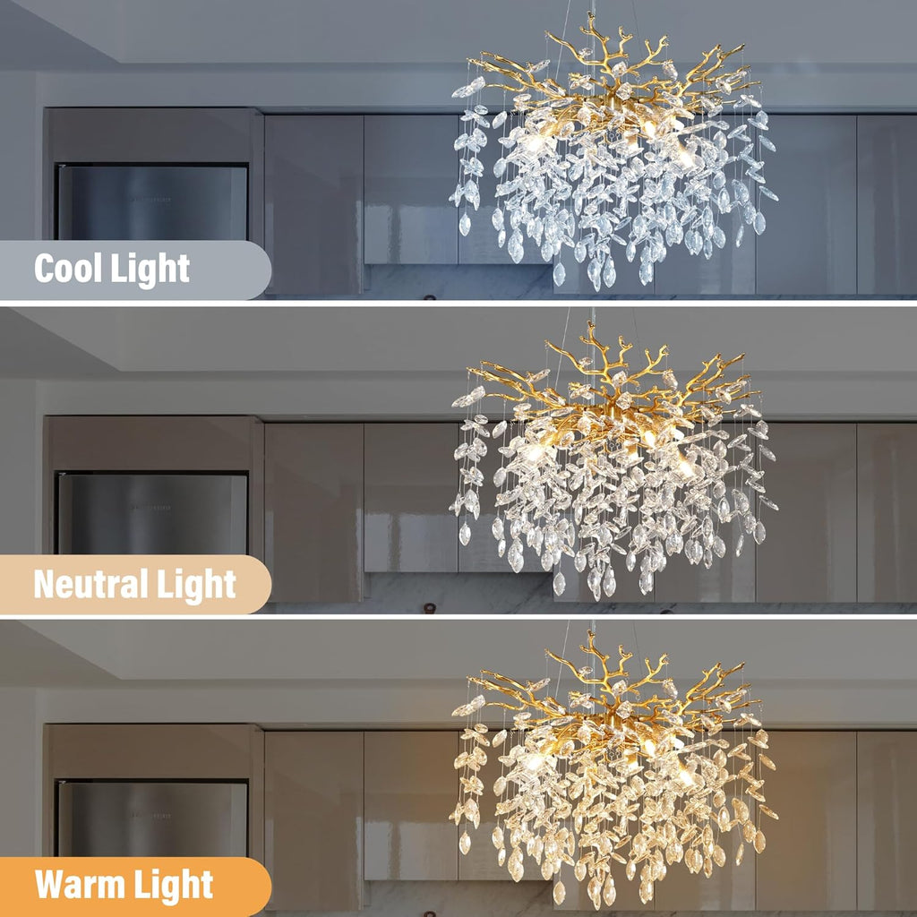 Modern Gold Tree Branch Crystal Chandelier