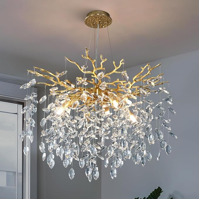 Modern Gold Tree Branch Crystal Chandelier