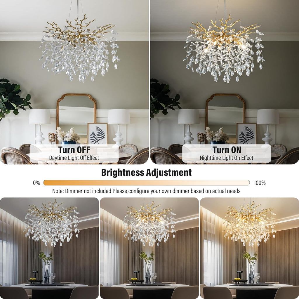 Modern Gold Tree Branch Crystal Chandelier