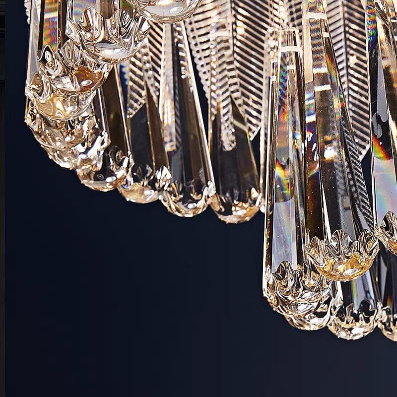 Postmodern luxury and full copper chandelier Three-tiered flake raindrop crystal