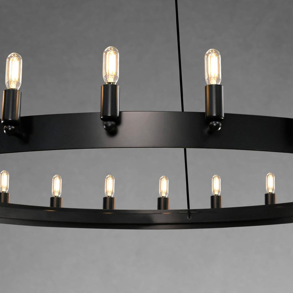 Celestine Vintage Filament Two-Tier Round Chandelier 38"