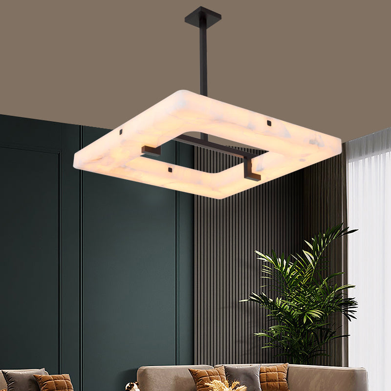 Maxine Modern Square Alabaster Living Room Chandelier Chandelier Riviko