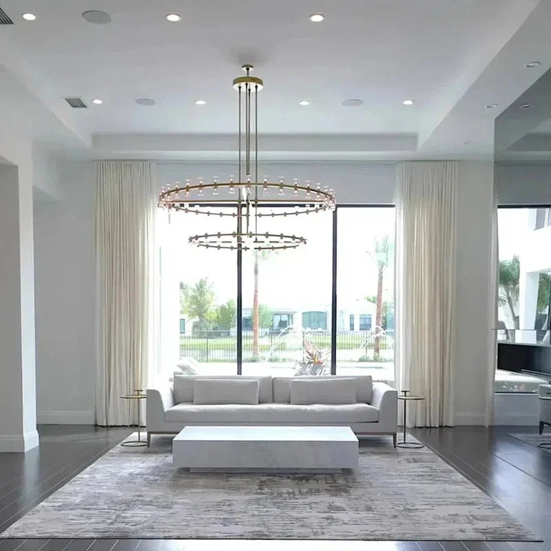 Auraline Crystal 2-Tier Round Chandelier 60"
