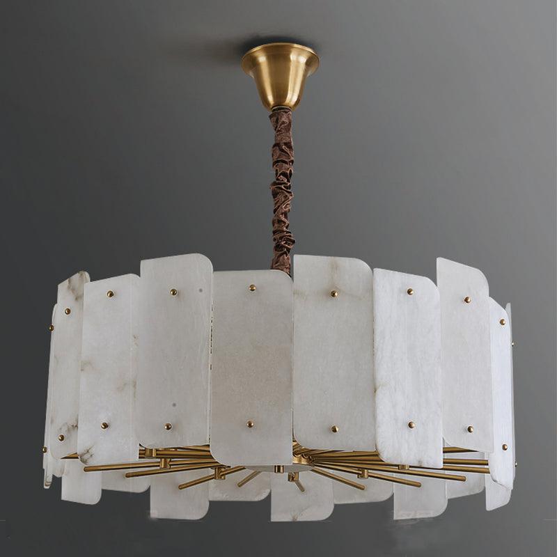 Alabaster Lorry Round Chandelier 20" 31" - Riviko
