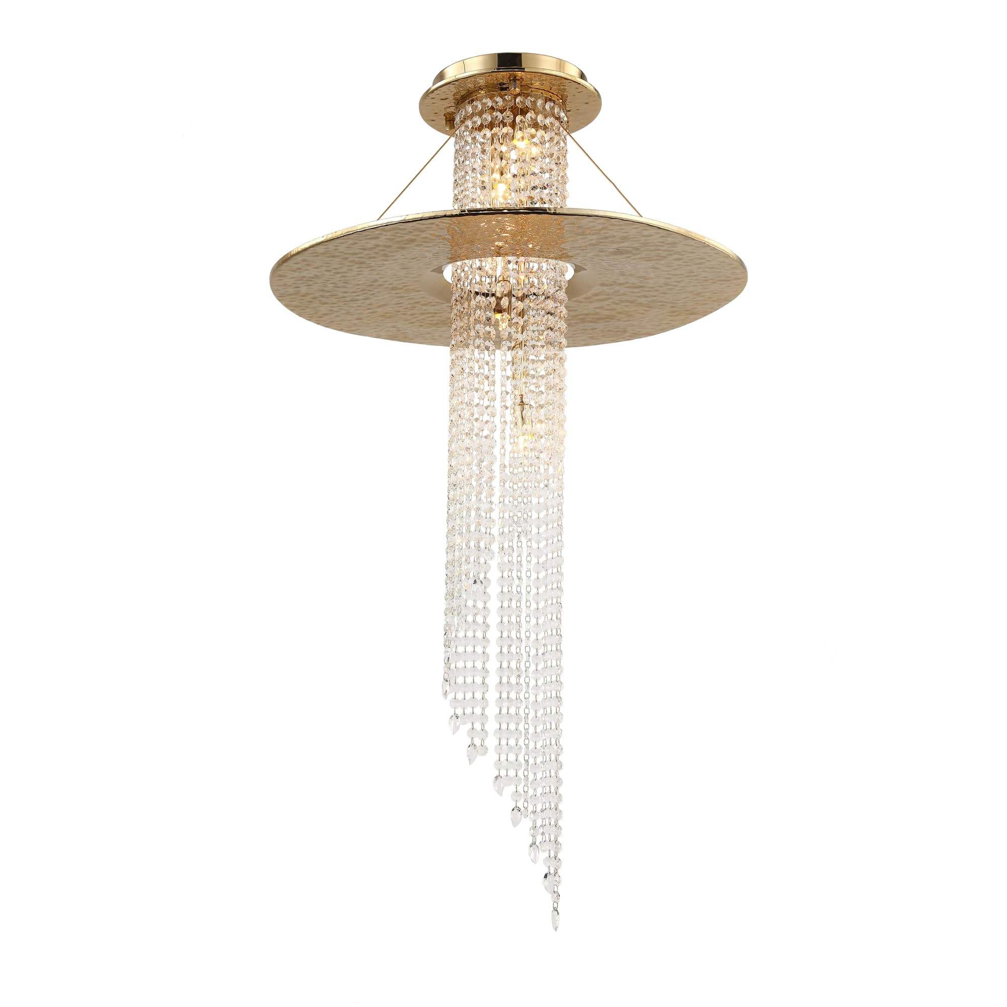 Riviko Radiant Aura Brass Crystal Flushmount Chandelier - formal American dining room