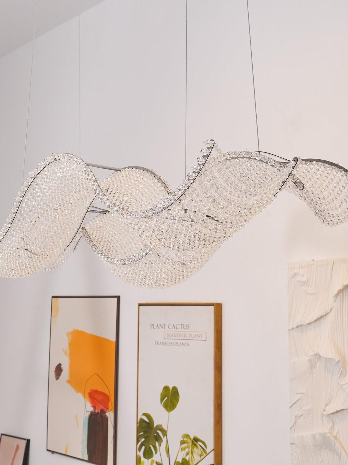 Modern Wavy Crystal Chandelier for Dining Room/Kitchen Island