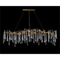 Teardrop Crystal Chandelier with Brass Branches 84" W - Riviko