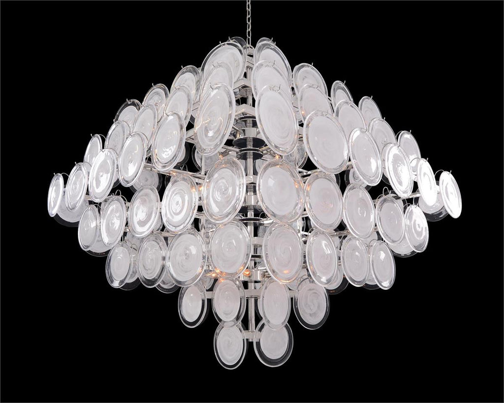 Glass Medallion Twelve-Light Chandelier - Riviko