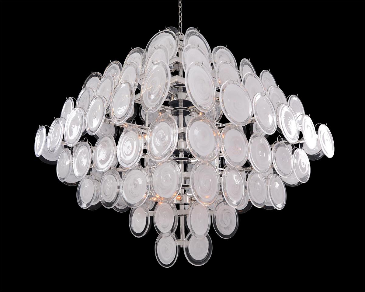 Glass Medallion Twelve-Light Chandelier - Riviko