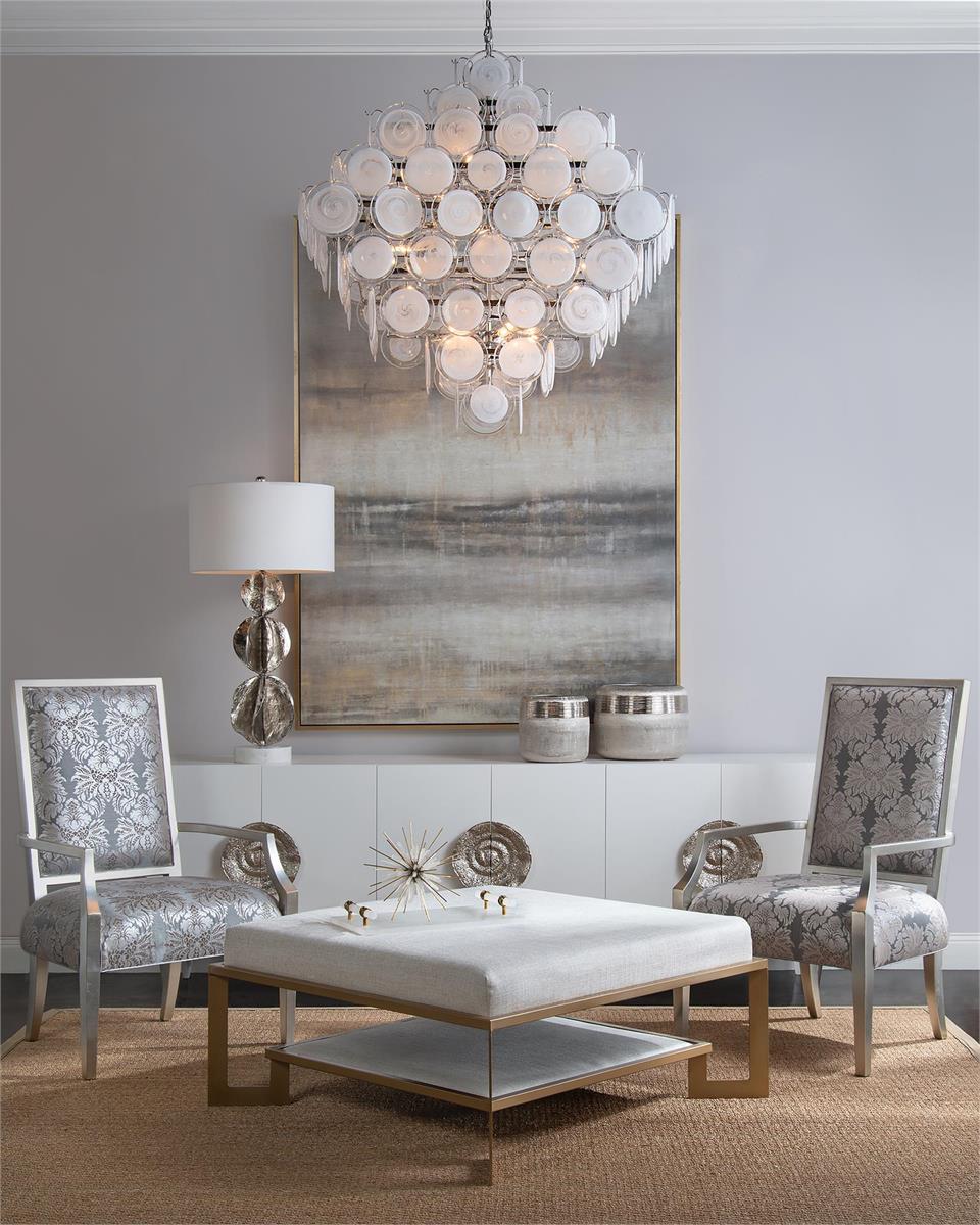 Glass Medallion Twelve-Light Chandelier - Riviko