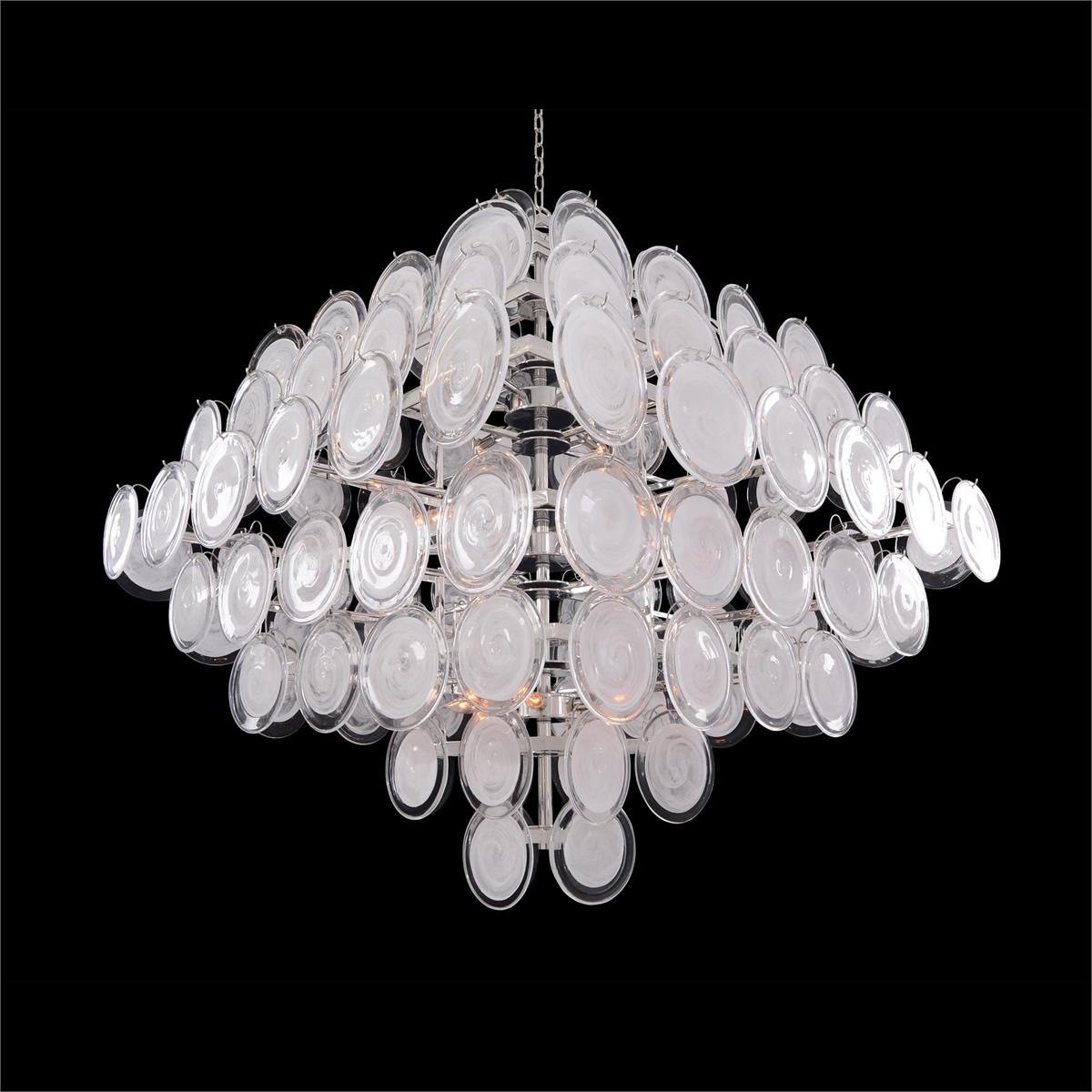 Glass Medallion Twelve-Light Chandelier - Riviko