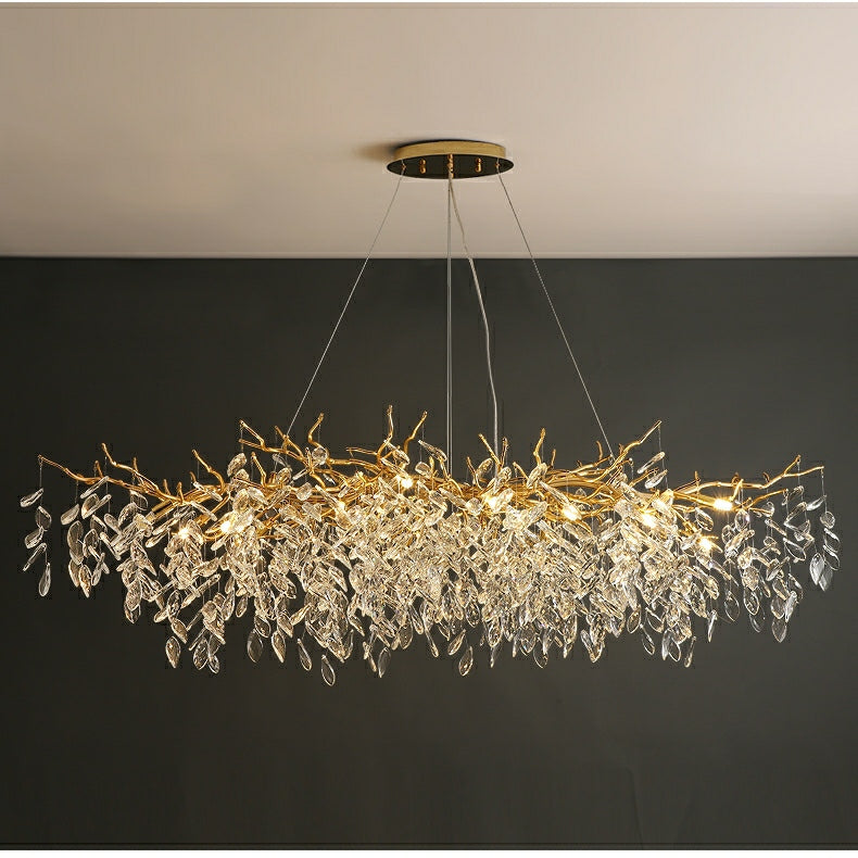 French Branch Elegant Crystal Leaves Chandelier - Riviko