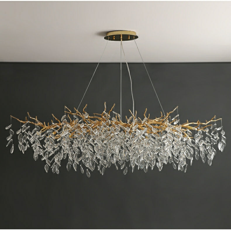 French Branch Elegant Crystal Leaves Chandelier - Riviko