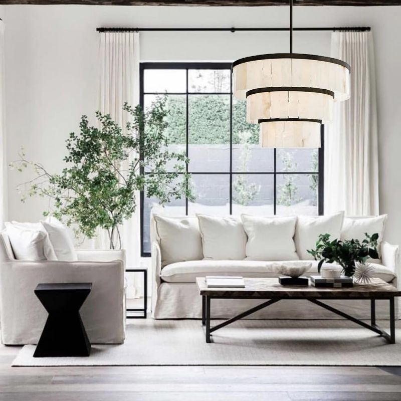 Round Alabaster 3 Tier Modern Chandelier，Living Room Chandelier chandelier for bedroom,chandelier for dining room,chandelier for stairways,chandelier for foyer,chandelier for bathrooms,chandelier for living room Riviko