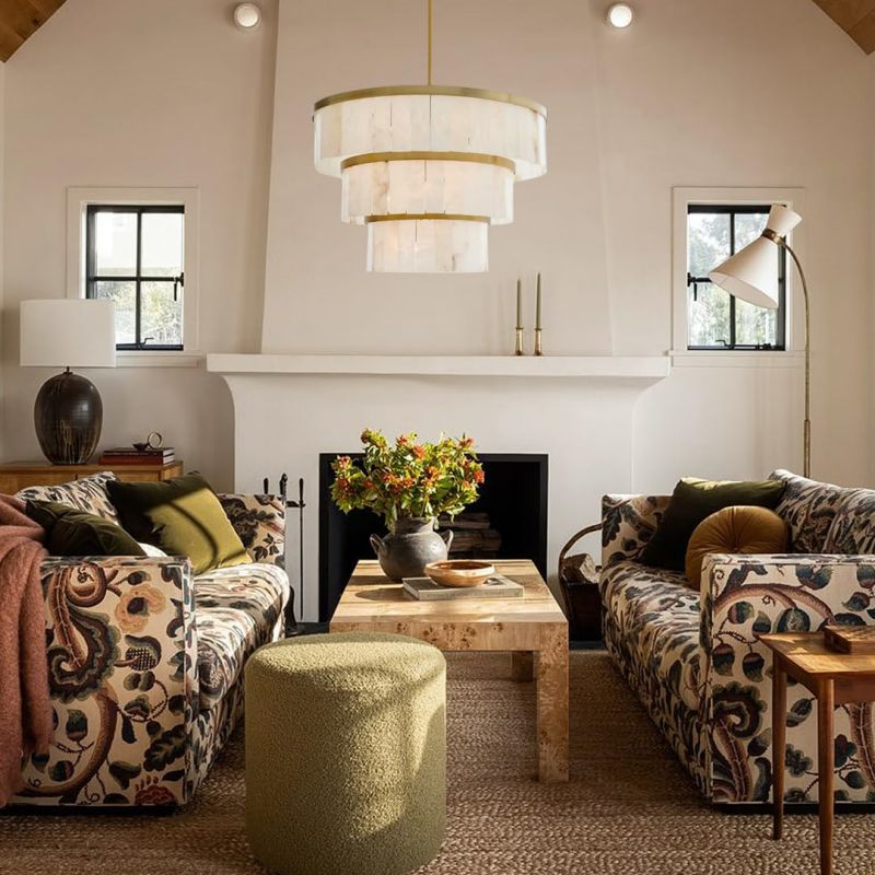 Round Alabaster 3 Tier Modern Chandelier，Living Room Chandelier chandelier for bedroom,chandelier for dining room,chandelier for stairways,chandelier for foyer,chandelier for bathrooms,chandelier for living room Riviko