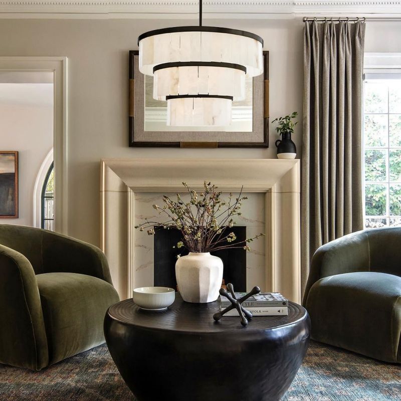 Round Alabaster 3 Tier Modern Chandelier，Living Room Chandelier chandelier for bedroom,chandelier for dining room,chandelier for stairways,chandelier for foyer,chandelier for bathrooms,chandelier for living room Riviko