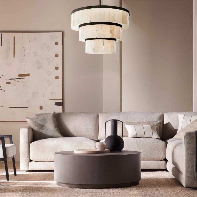 Round Alabaster 3 Tier Modern Chandelier，Living Room Chandelier chandelier for bedroom,chandelier for dining room,chandelier for stairways,chandelier for foyer,chandelier for bathrooms,chandelier for living room Riviko