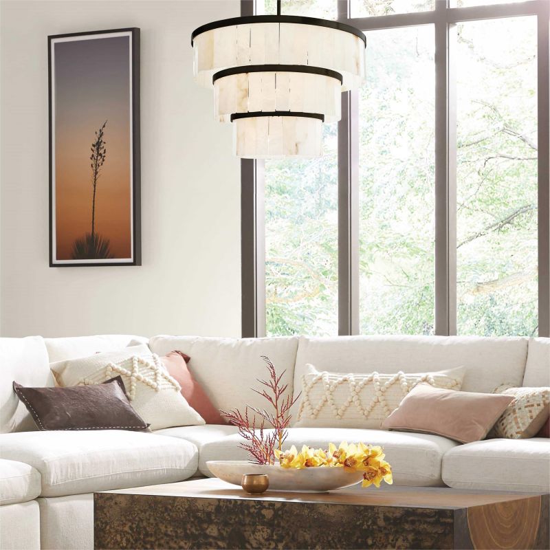 Round Alabaster 3 Tier Modern Chandelier，Living Room Chandelier chandelier for bedroom,chandelier for dining room,chandelier for stairways,chandelier for foyer,chandelier for bathrooms,chandelier for living room Riviko