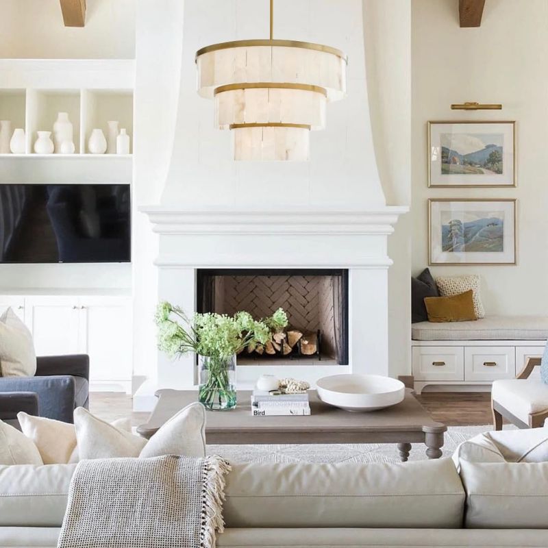 Round Alabaster 3 Tier Modern Chandelier，Living Room Chandelier chandelier for bedroom,chandelier for dining room,chandelier for stairways,chandelier for foyer,chandelier for bathrooms,chandelier for living room Riviko